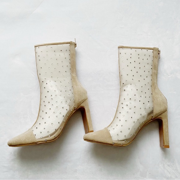 NWT Lulu’s Faux Suede Rhinestone Mid Calf Boots - Picture 11 of 15